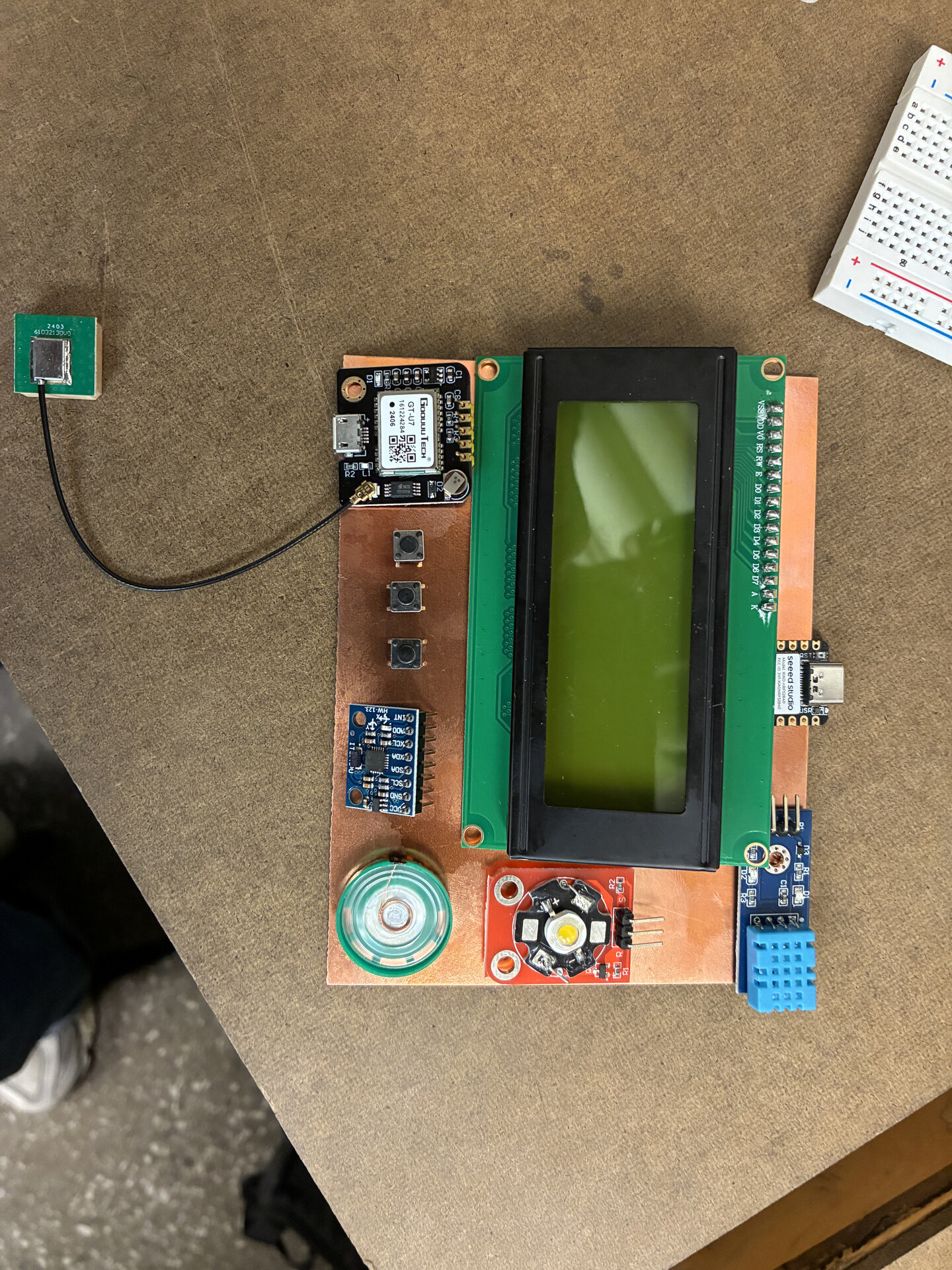 The device board fully laid out, before milling and soldering.
